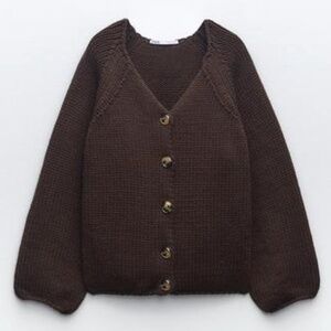 Zara chocolate brown oversized touch of wool chunky jacket made in EU NWT